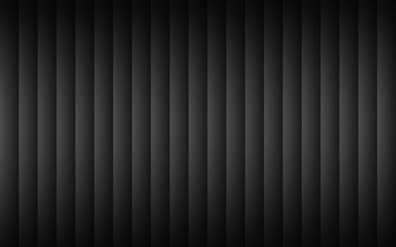 Black striped steel metal texture. Dark abstract background with vertical stripes and grey gradients. Vector illustration