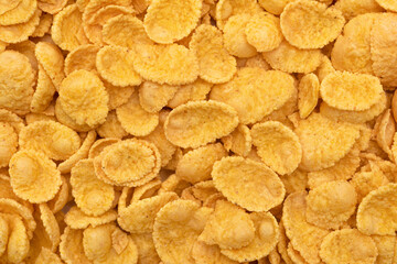 Background and texture of corn flakes for morning breakfast