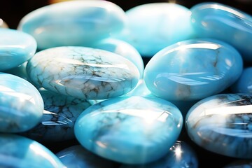 close up photo of Larimar gemstones with an iridescent sheen