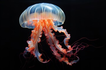 stunning photo, stunning jellyfish, iconic, black studio background