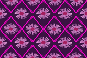 Ikat floral paisley embroidery on pattern traditional.Aztec style abstract vector illustration.design for texture,fabric,clothing,wrapping,decoration.