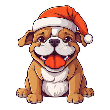 Cute Bulldog With Christmas Clipart Illustration