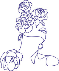 Black Woman Vector. Afro American Female Logo. Line Art Woman Face Drawing.