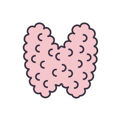 Thyroid Related Vector Line Icon. Isolated on White Background. Editable Stroke