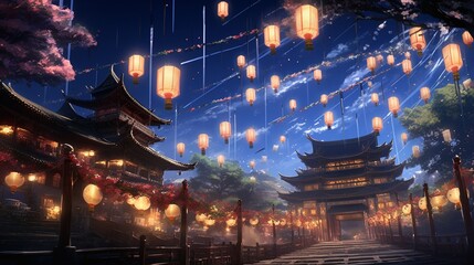 Obraz na płótnie Canvas Marvel at the celestial beauty of the Tanabata festival as stars twinkle above your head. 