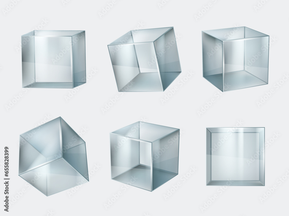 Canvas Prints glass box. glowing transparent boxes decent vector realistic templates of geometric cubes