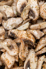 sliced white mushrooms mushrooms during cooking