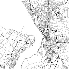 1:1 square aspect ratio vector road map of the city of  Bremerhaven in Germany with black roads on a white background.