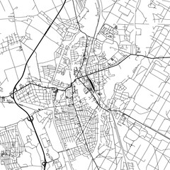 1:1 square aspect ratio vector road map of the city of  Oranienburg in Germany with black roads on a white background.