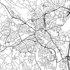 Fototapeta na wymiar 1:1 square aspect ratio vector road map of the city of Bayreuth in Germany with black roads on a white background.