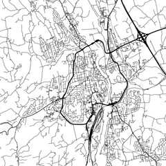 1:1 square aspect ratio vector road map of the city of  Kempten in Germany with black roads on a white background.