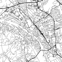 1:1 square aspect ratio vector road map of the city of  Bamberg in Germany with black roads on a white background.