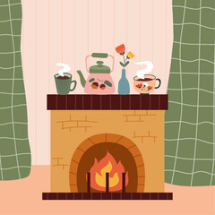 fireplace decoration with autumn theme