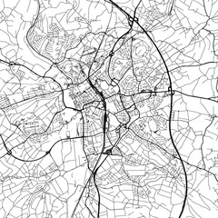 1:1 square aspect ratio vector road map of the city of  Fulda in Germany with black roads on a white background.