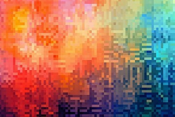 Fototapeta na wymiar Geometric background with pixel noise and distortion pattern in glitch art style. Generative AI