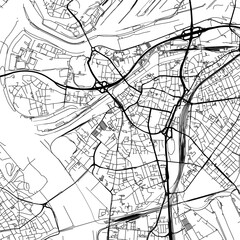 1:1 square aspect ratio vector road map of the city of  Duisburg in Germany with black roads on a white background.