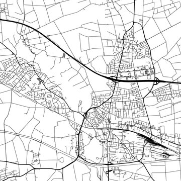 1:1 square aspect ratio vector road map of the city of  Peine in Germany with black roads on a white background.