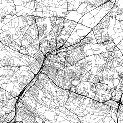 1:1 square aspect ratio vector road map of the city of  Bielefeld in Germany with black roads on a white background.