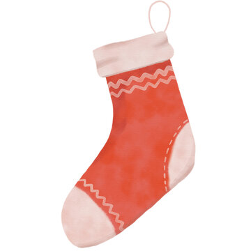 red christmas stocking, watercolor style