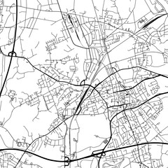 1:1 square aspect ratio vector road map of the city of  Gladbeck in Germany with black roads on a white background.