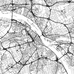 1:1 square aspect ratio vector road map of the city of  Mainz in Germany with black roads on a white background.