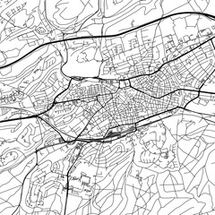 1:1 square aspect ratio vector road map of the city of  Kaiserslautern in Germany with black roads on a white background.