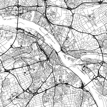 1:1 square aspect ratio vector road map of the city of  Mainz in Germany with black roads on a white background.