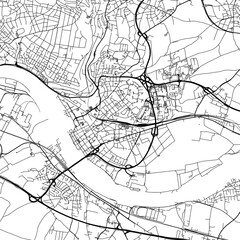 Fototapeta na wymiar 1:1 square aspect ratio vector road map of the city of Neuwied in Germany with black roads on a white background.