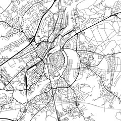 Naklejka premium 1:1 square aspect ratio vector road map of the city of Lubeck in Germany with black roads on a white background.
