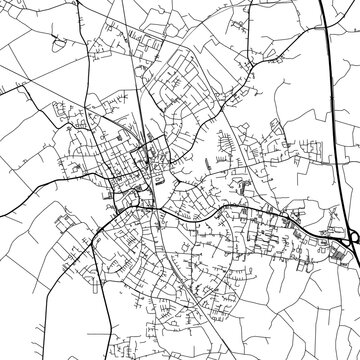 1:1 square aspect ratio vector road map of the city of  Elmshorn in Germany with black roads on a white background.