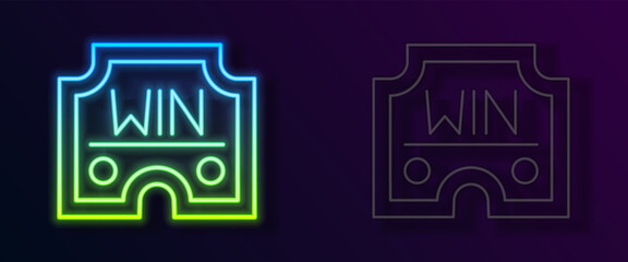 Glowing neon line Casino win icon isolated on black background. Vector