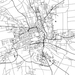 Fototapeta na wymiar 1:1 square aspect ratio vector road map of the city of Gotha in Germany with black roads on a white background.
