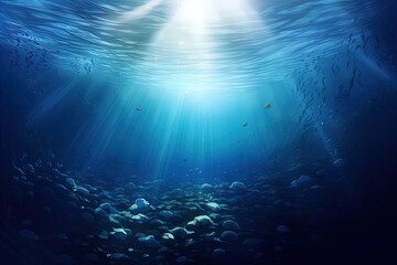 An underwater image with lays of light breaking through. Great for stories about the ocean, travel, adventure, snorkeling, scuba diving, underwater exploration, conservation and more.