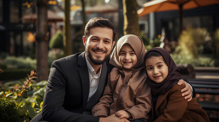 happy asian muslim family