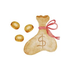 Money Bag illustrated in watercolor isolated in white background.
Pirate and nautical elements illustrated in watercolor isolated in white background.
