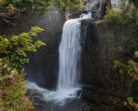 Waterfall at power plant, Ausable Chasm, New York.