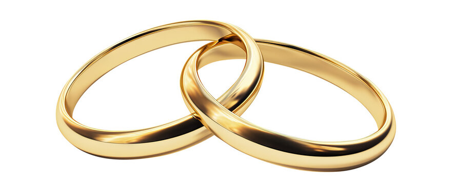 Two golden wedding rings, cut out