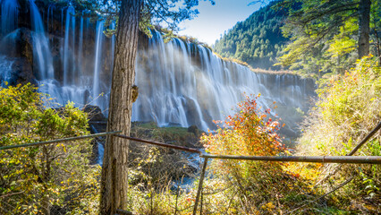 a waterfall located in Jiuzhaigou, Aba-Ngawa Tibetan and Qiang Autonomous Prefecture in northern Sichuan Province, China.