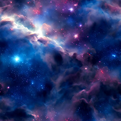 Obraz premium Celestial Elegance: Dark Blue Seamless Galaxy & Nebula Patterns!