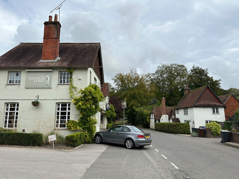 West Mean, UK - 29.09.2023. Thomas Lord Pub in West Meon village street view in Hampshire, England. 