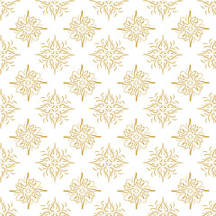 Delicate gold pattern in oriental style, seamless arabesques.