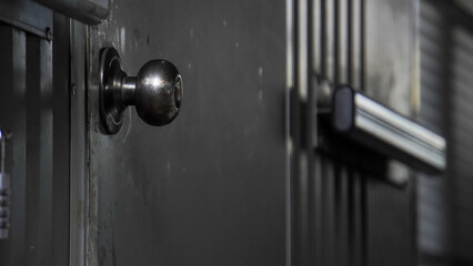close up shot of stainless steel round ball door knob