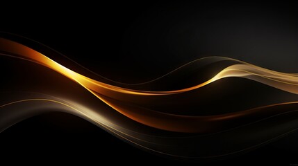Abstract illustration of luxurious black lines on a dark background with golden accents and geometric shapes.