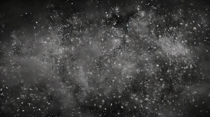 Abstract black and white snow texture on dark background - high quality overlay effect for winter...