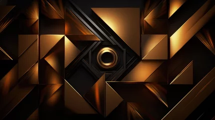 Fotobehang Golden geometric pattern abstract background. Generative AI © saicle