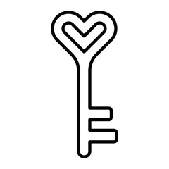 Love Key Outline Icon