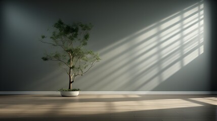 A plant in an empty room, generative AI