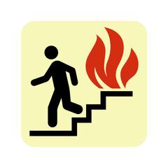 Fire attention. Not to use elevator. Usage of stairs