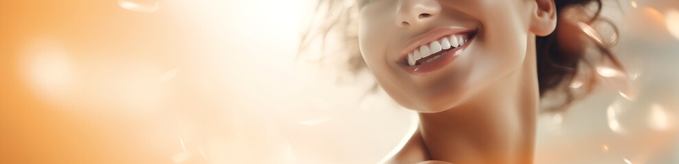 Obraz premium Smiling woman, generative AI