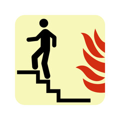 Fire attention. Not to use elevator. Usage of stairs